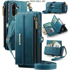 1pcs Phone Case Crossbody Lanyard Wallet Leather Phone Case for Samsung Galaxy A56 A16 A55 A54 A52 A53 A13 A14 A15 Wristband Purse 9 Cards Cover Casual Flap Pocket