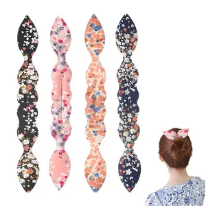 Women's Heatless Hair Styling Tools Set - Deft Rabbit Ears Twister, Donut Bun Maker, Floral Print Quick Tool, 4-Color Braiding Twist Pins, Lazy French Curlers, Hair Curler for Teens, Ideal Gift
