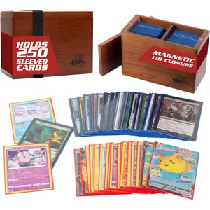 Monster Wooden Double Deck Box w Strong Magnetic Lid & Security Band-Premium Finish Holds 250 Sleeved Cards- Compatible with Pokemon, Yugioh, Commander Magic the Gathering MTG & All Trading TCG Games