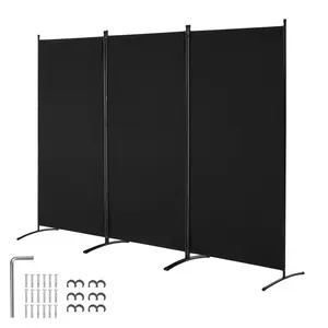 【DealsForYouDays】VEVOR Room Divider, 3 Panel Room Divider, Folding Privacy Screen and Portable Partition Divider for Room Separation, Freestanding Room Partitions for Office, Bedroom, Study, Black