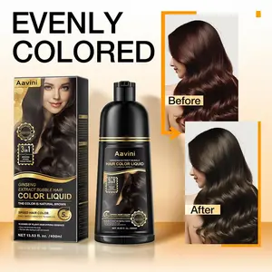 Aavini Natural Brown Hair Dye Shampoo,dark brown hair dye shampoo,Instant Herbal Hair Dye Shampoo,Semi-Permanent Hair Dye Shampoo,shampoo for hair growth,3 in1 Hair Dye Shampoo-Can cover gray hairs,Natural Haircoloring,Salon chestnut brown Haircare