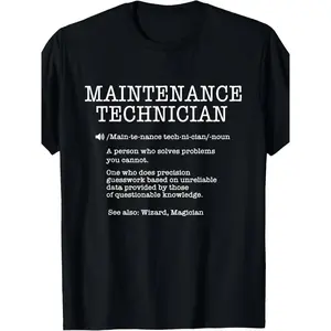Maintenance Technician Repair Worker Handyman T-Shirt - Soft Breathable Casual Round Neck Tee with Handyman & Tools Graphic Print, Unisex for Men & Women, Machine Washable Workwear Gift Crewneck Menswear Tshirt