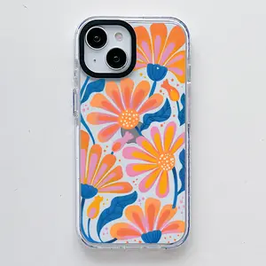 Creative Sunflower , Scratch Resistant Shockproof Protective Cover TPU Clear Soft Phone Case for iPhone 16 15 14 13 12 11 Pro Max Plus Trendy Floral
