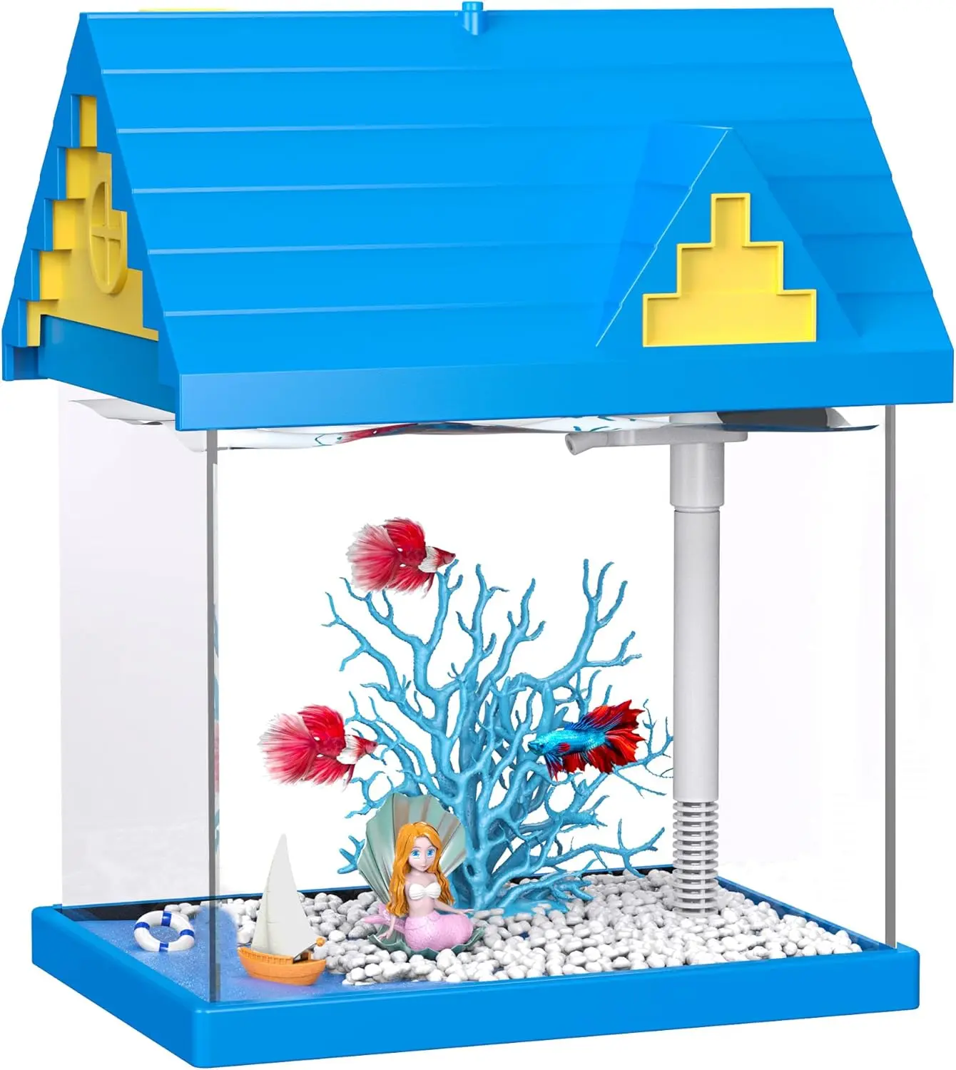 FREESEA Aquarium Betta Fish Tank: 2 Gallon Glass Betta Tank with Filter and Light for Shrimp Jellyfish Goldfish - Small Aquarium Starter Kit for Home Office Room Decorative Desktop Kids Gifts fishtank saltwater  fish fish  aquarium binx  fishtank