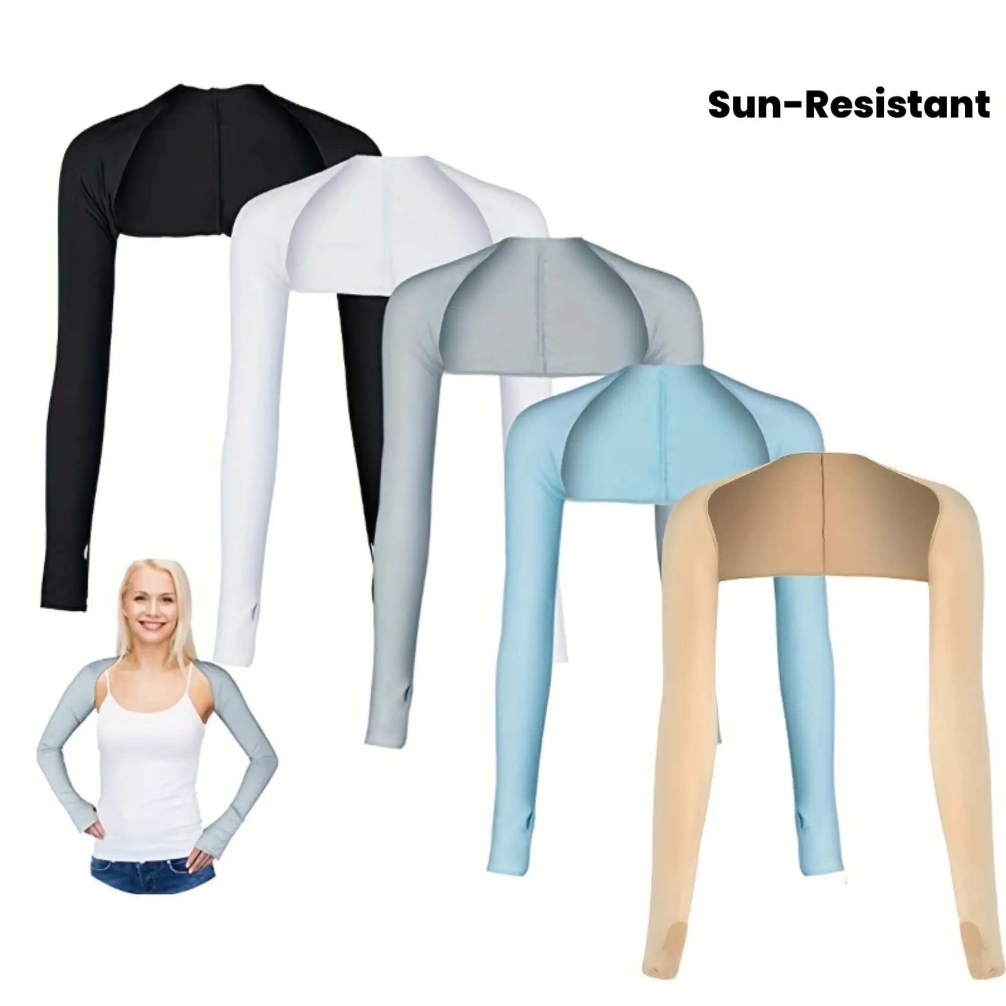 Cooling UV Protection Arm Sleeves Shrug with Thumb Holes
