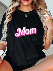 100% Cotton Mom Pink & White Overlapping Font Halloween Costume T-Shirt