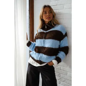 Brown and Blue Striped Tori Cardigan