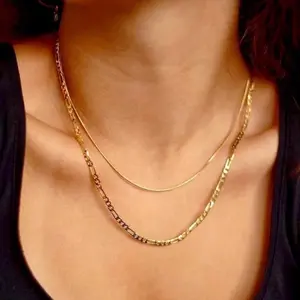 18k Gold Plated Figaro Necklace