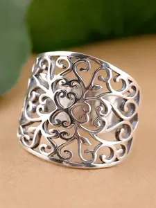 Women's 1 Piece Flowers Decor Hollow out Heart Design Ring, Beautiful Rings, Elegant Fashion Rings, Fashion Promise Ring, Fashion Accessories for Women, Trendy Accessories for Party and Daily Life