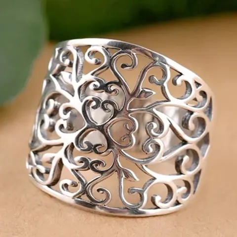 Women's 1 Piece Flowers Decor Hollow out Heart Design Ring, Beautiful Rings, Elegant Fashion Rings, Fashion Promise Ring, Fashion Accessories for Women, Trendy Accessories for Party and Daily Life