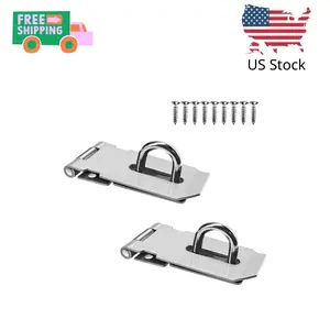 2Pcs Stainless Steel Gate Lock Hasp, Safety Packlock Clasp Lock Set (3inch-Silver)