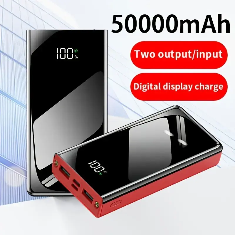 50000mAh  Portable Power Bank, 22.5W Fast Charging with Digital Display, Built-in Camping Light for Outdoor & Travel, High-Capacity Emergency Power Pack, Bidirectional Fast Charging