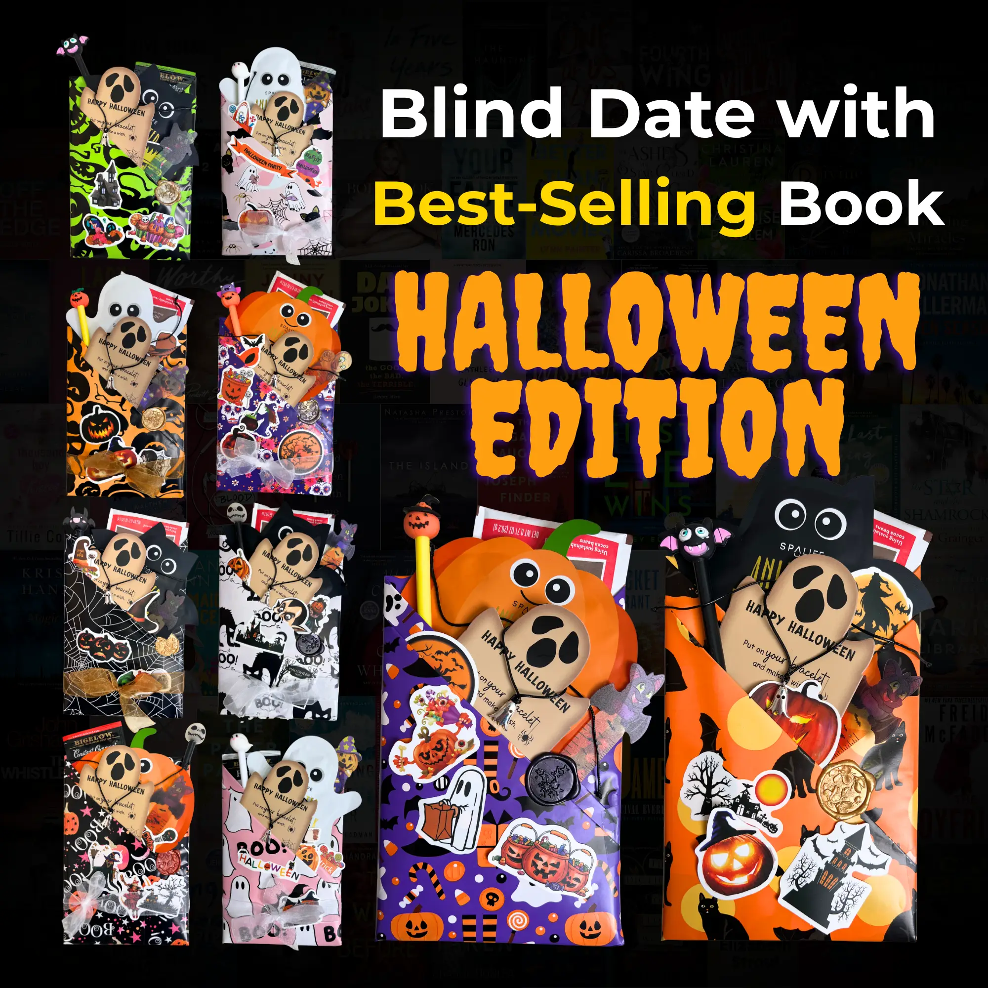 Blind Date With a Book Value Box - Halloween Edition - Perfect Gift for BookTok, Curated Spooky Thriller or Horror Book with Cozy Bookish Goodies, Rea