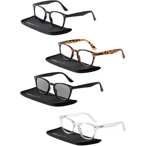 4 Pack Reading Glasses Blue Light Blocking Spring Hinges Readers for Men Women Anti Glare Filter Nerd Eyeglasses