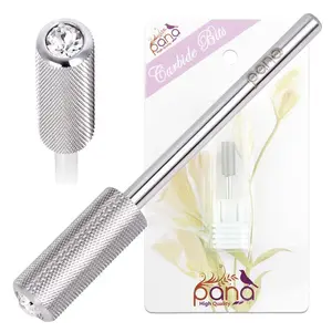 USA PANA Professional 3/32" Shank Size - Crystal Top Small or Large Barrel Carbide Bit - Nail Drill Bit for Dremel Machine (Gold, Silver - 4XC to Extra Fine Grit) (Small Barrel, Extra Fine, Silver)