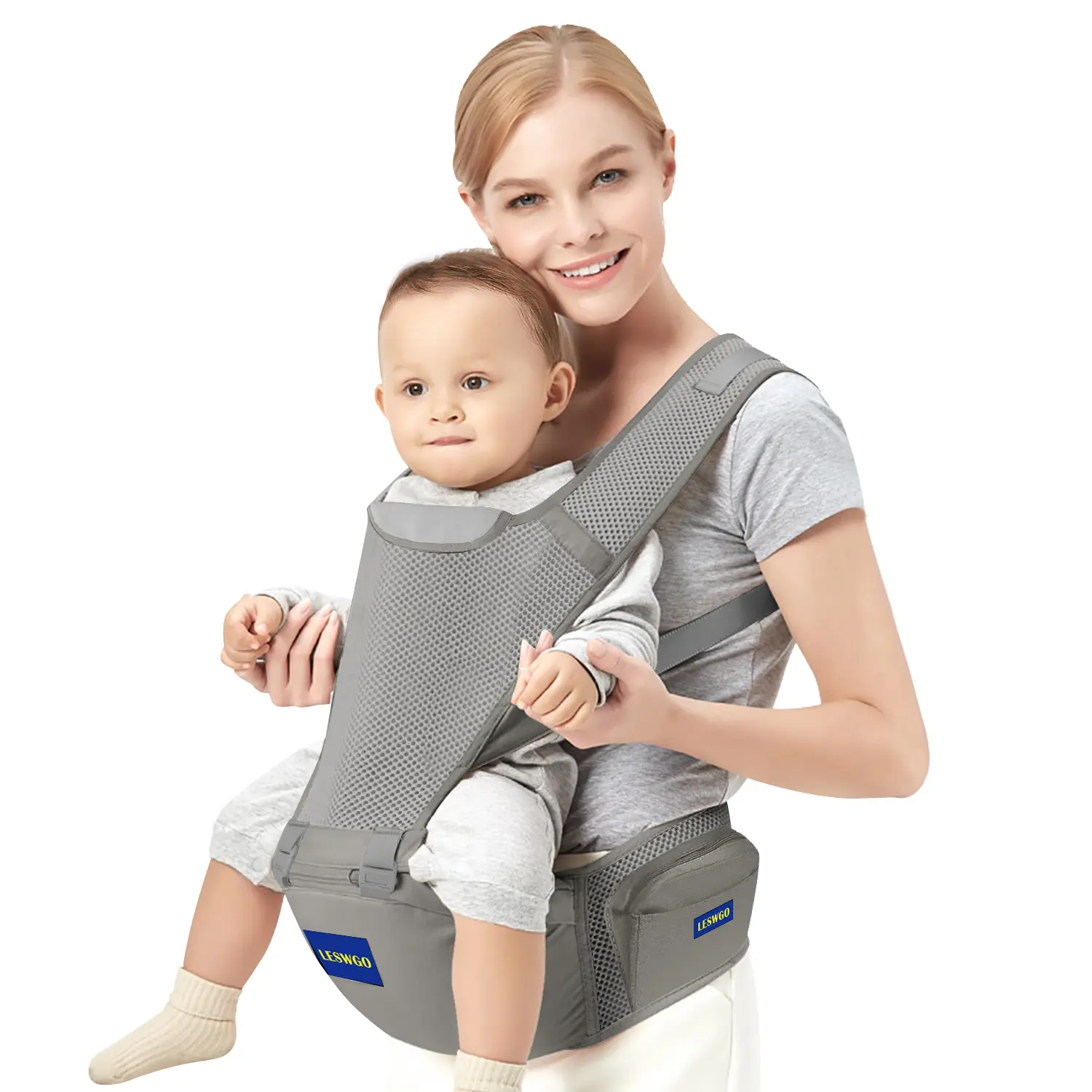 Upgraded Comfort Baby Carrier with Hip Seat, humanized padded hip base & adjustable harness. Unisex infant carrier 0-3Y, lightweight easy to fold, perfect for travel, stroll and daily parent-child outing.