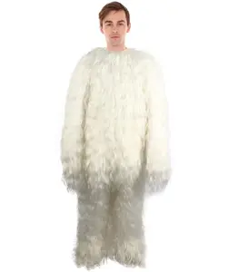 HPO  Adult Unisex Hairy Warrior Ape Military Leader Resistance Fighter Costume, Flame-retardant Synthetic Faiber Cosplay Costume, White - Medium