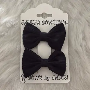 Jayly’s Bow-House Cute Black Bows by Jauly - Ribbed Design Hair Accessories for Adorable Looks