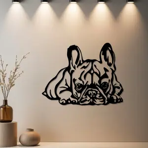 Housewarming Gift, 1pc French Bulldog Metal Wall Decor, Statue Mural with Premium Finish Wall Art Decor - Ideal Gift for Anniversary, Valentine's Day, Housewarming, Christmas (Indoor Decor)