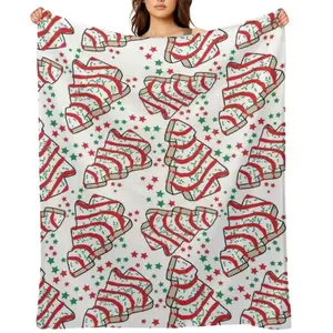 Christmas Tree Snack Cakes Throw Blanket - Thick, Warm Bedding for Sleeping and Beach Use