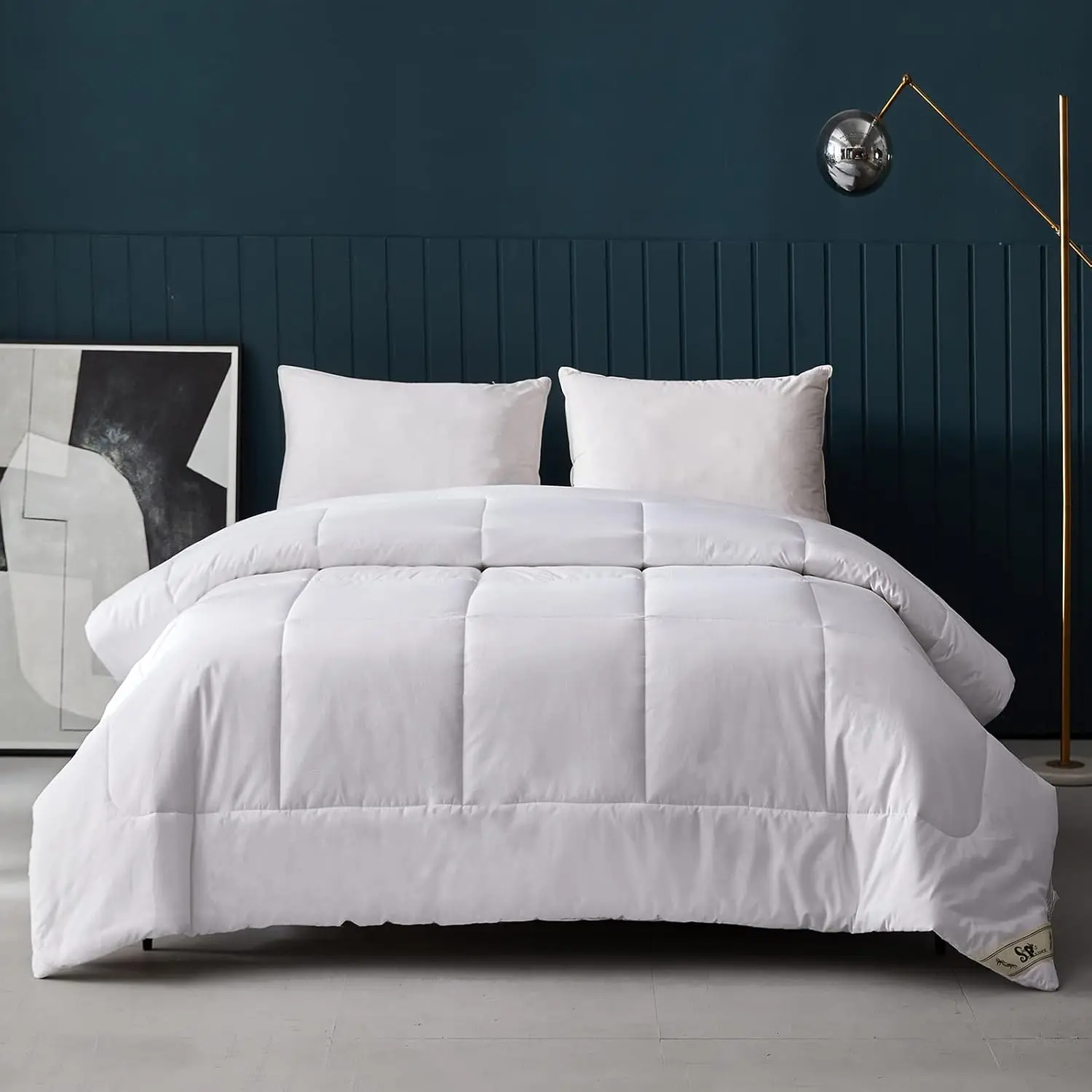 Down Alternative Comforter, King Size Duvet Insert with  Cotton Cover, Ultra-Soft Microfiber Quilted All Season Breathable Cooling Bed Comforter (King, White)