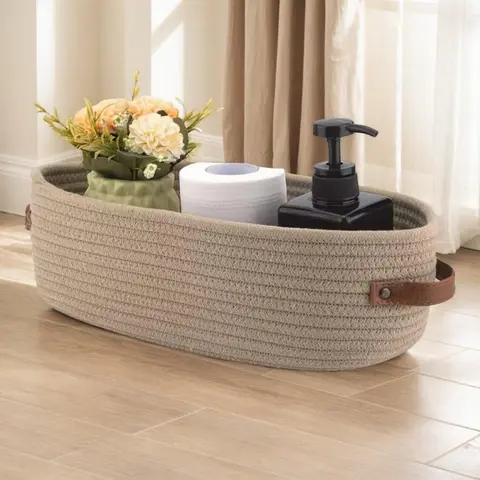 Toilet Paper with Handle, 1 Count Multifunctional Toilet Top Toilet Paper Organizer, Double Handle Office Desk Home Storage Basket, Toiletries Basket, Bathroom Storage Baskets