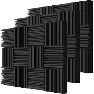 Thick Acoustic Foam Panels, 12 X 12 X 2 Inch 36 Pcs Broadband Sound Absorbing Foam, Dense Soundproof Padding Tile, Recording Studio Foam Absorber, Groove Decorative 3D Wall Ceiling Panel