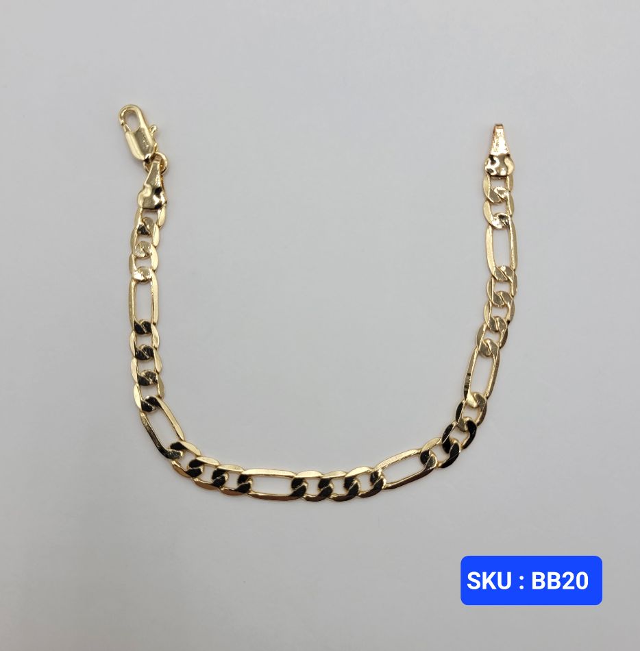 Baby Bracelet Figaro Link Style Laminated-Gold 6 Inches 5 Millimeters for Babies & Small Kids Size Jewelry Accessory. SKU : BB20 Baby Bracelet Figaro Link Style Laminated-Gold 6 Inches 5 Millimeters for Babies & Small Kids Size Jewelry Accessory. SKU : BB20