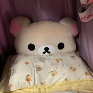 In Stock Rilakkuma Bear Plush Pillow Dual Sided Large Soft Bedside Cushion Nap Pillow Dormitory Stuffed Doll Gift For Girlfriend