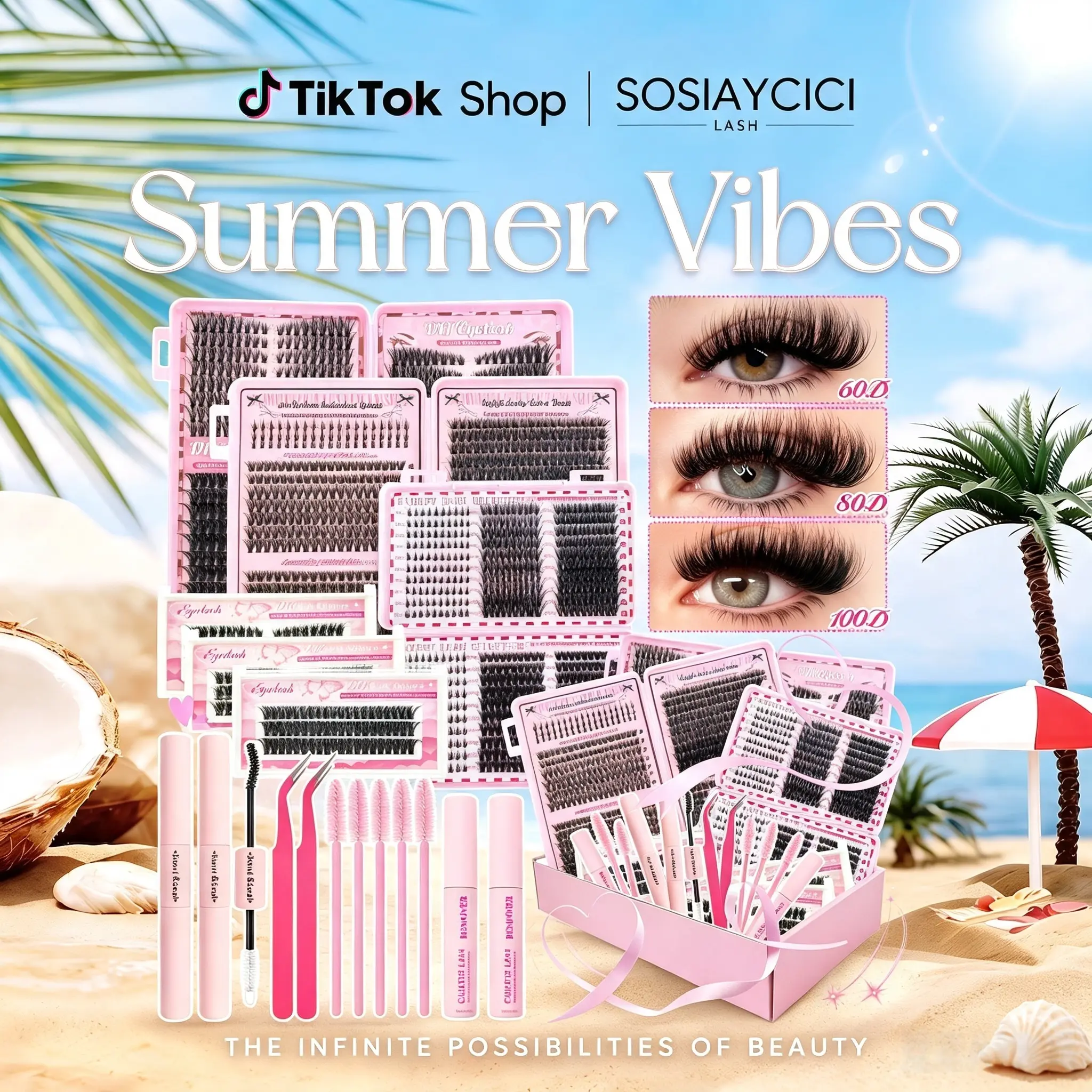Mixed Length/Style Individual False Eyelash Kit, Fluffy Natural Kawaii Manga Clusters, Extra Large Capacity Eyelash   Extensions Set with Accessories, Curling Fake Eyelashes for Women, Eyelash Sets in Different Styles for All Year Makeup Products