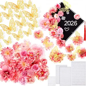 2026 Graduation Cap Decoration Kit Include Assorted  Heads  Butterfly Stickers Glitter Adhesive  Grad Cap Decors for DIY Grad Hat Topper Craft Art Decors Party Supplies ()