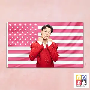 Malachi Barton's pink flag, bold red clothing, interesting tapestries, aesthetic fan flags designed for fans, wall decorations for teenage idols, dormitory gifts, or room atmosphere
