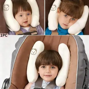 Baby Car Seat Headrest Pillow, Infant Stroller Anti-Tilt Neck Support Cushion, Cute Bear Print Baby Seat Protector, 1pc Safety Accessory