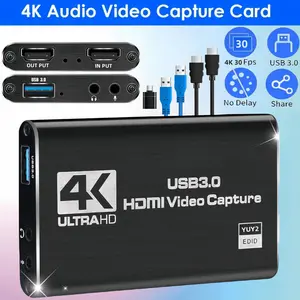 4K Capture Card for Streaming, Full HD 1080P 60FPS USB Cam Link Game Audio Video Capture Card  to USB 3.0 Video Capture Card to USB No Delay Share Video Game Capture for Streaming Works for PS5/Switch/Camera/PC/OBS
