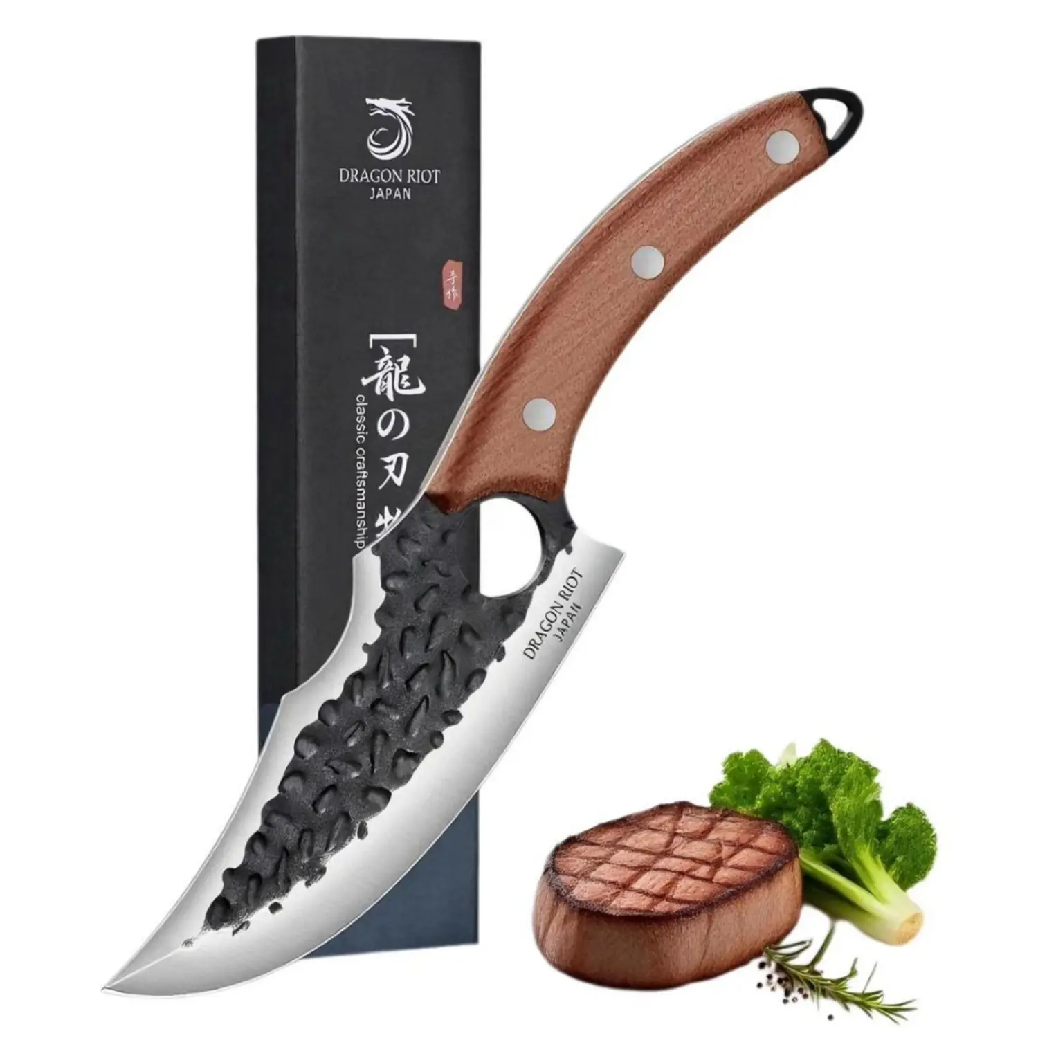 DRAGON RIOT Forged High Carbon Viking Meat Knife – Japanese-Inspired Full Tang Kitchen Blade, Ideal for Cooking & Premium Gift,Christmas Gift
