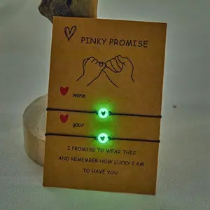 2 PCS/Set Heart Luminous Couple Bracelets for Men Women Lover Promise Friendship Hand Braided Rope Anniversary Gift Jewelry