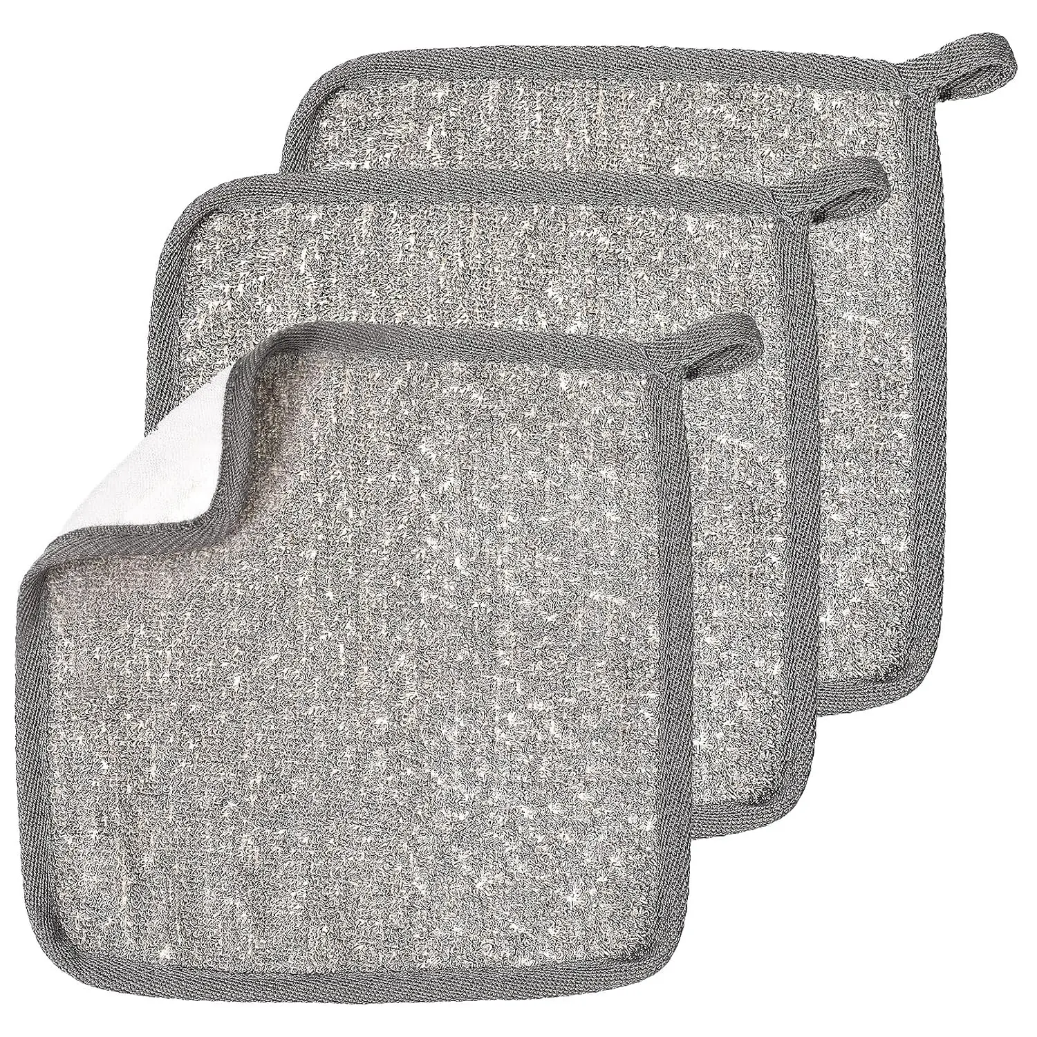 3Pcs Dual-Texture Exfoliating Washcloths for Face & Body, Soft-Scrub 2-Sided Bathing Accessories for Women & Men Shower Use