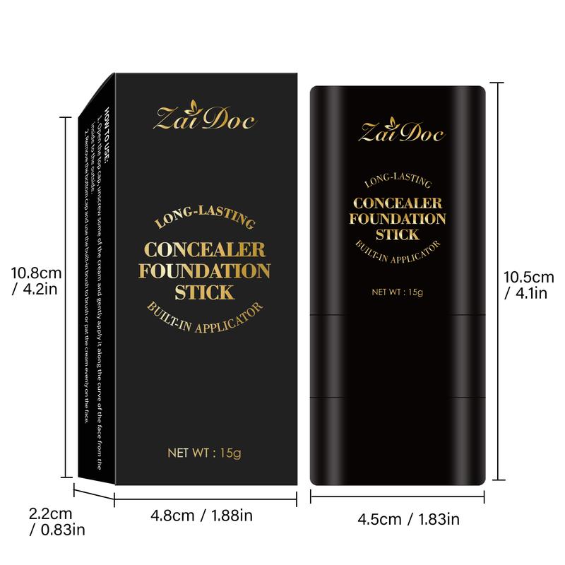 Zaidoc 7-color Dual -Ended Foundation Concealer Stick, Dual-ended with Built-in Brush, Moisturizing & Lightweight.