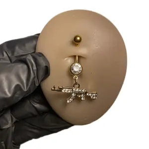 Dangle Belly Button Rings Surgical Steel gold Belly Button Rings Dangling CZ Belly Rings for Women Gold Belly Button Piercing Jewelry