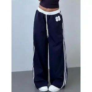 Women’s colorblock side-striped sweatpants, casual fashion pants for daily wear, ladies bottoms for all seasons, sports pants