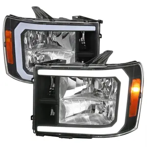 2007-2013 GMC Sierra 1500/2500/3500 LED Bar Factory Style Headlights (Matte Black Housing/Clear Lens)