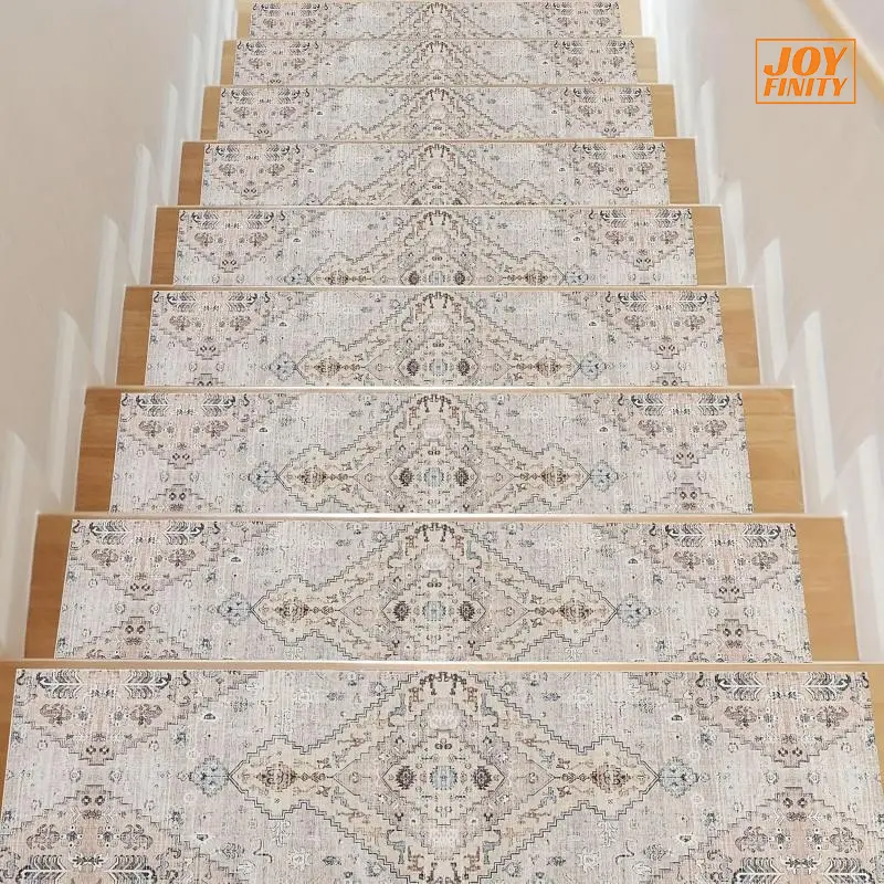 Joyfinity 15-Pack 8'X30" Non-Slip Rubber Stair Treads for Wooden Steps, Safety Stair Mats for Dogs Kids Seniors, Indoor Anti-Skid Carpet Stair Runners, Durable Stairway Rug Decor Noise Reducing Stair Mats