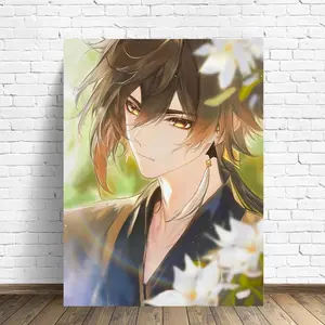 Fantasy Anime Boy Flowers Art Diamond Mosaic Painting Xiao Zhong Li Kazuha Cartoon Photo Cross Stitch Embroidery Handcraft Home Decor