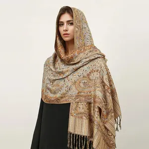 Bohemia Hijab Scarf Pashmina — Cashmere Modest-Fashion Long Shawl, Boho Print Head Wrap
