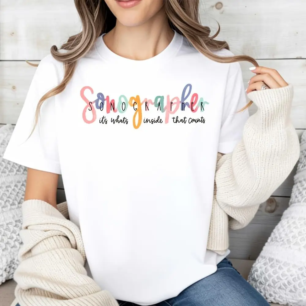 Sonographer It S Whats Inside That Counts Print, Raglan Long-Sleeved T-Shirt, Medical Ultrasound Technician Gift, Hospital Work Wear