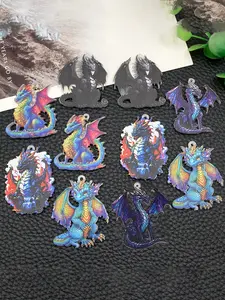 10pcs Acrylic Printed Flying Dragon Charms, DIY Jewelry Pendants for Necklaces, Earrings, Keychains, Craft Accessories