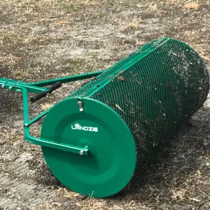 Landzie Lawn & Garden Spreaders - 44 Inch Heavy Duty Metal Mesh Basket Push/Tow Spreader - Compost, Peat Moss, Top Soil, Mulch - Durable Lightweight Multi-Purpose Yard Care Equipment - Manure Spreader