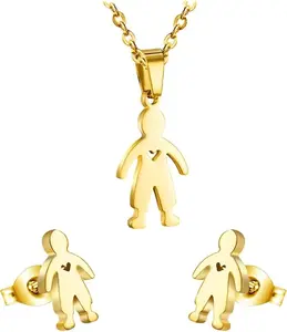 LFE Necklace & Earing Set Blade | Whale | Moon & Star | Superman | Cross | Boy & Girl Stainless Steel Jewerly Set