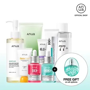 [Anua] Affordable Full-Korean Glass Skincare Routine Set｜8 Essential Viral Items in one bundle｜For Hydration, Hyperpigmentation & Redness Care Set ｜ Cleansers, Toner, Serums, Moisturizer, Eyecream, SPF