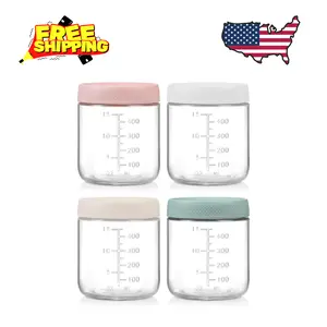 4-Pack Overnight Oats Containers with Lids, 16 OZ Wide Mouth